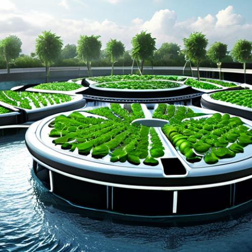 Home 13 Water & Food Self-Sufficiency**
A visionary floating city integrated with advanced closed-loop water management systems and thriving urban agriculture. Depict futuristic water purification plants producing pristine drinking water, seamlessly combined with vertical hydroponic and aeroponic farms bursting with lush greenery. Showcase innovative rainwater harvesting structures and possibly integrated aquaculture, all within a clean, vibrant, and sustainable marine environment. The architecture should reflect efficiency and harmony with nature.
2. **Prompt for