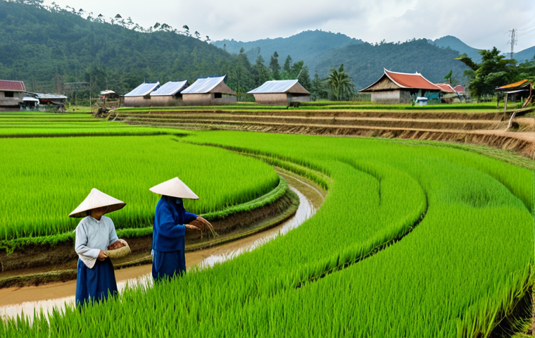 플로팅 시티에서의 에너지 효율성 향상 방법 - **Prompt:** "A modern, eco-friendly apartment complex in Hanoi, Vietnam, showcasing rooftop solar pa...