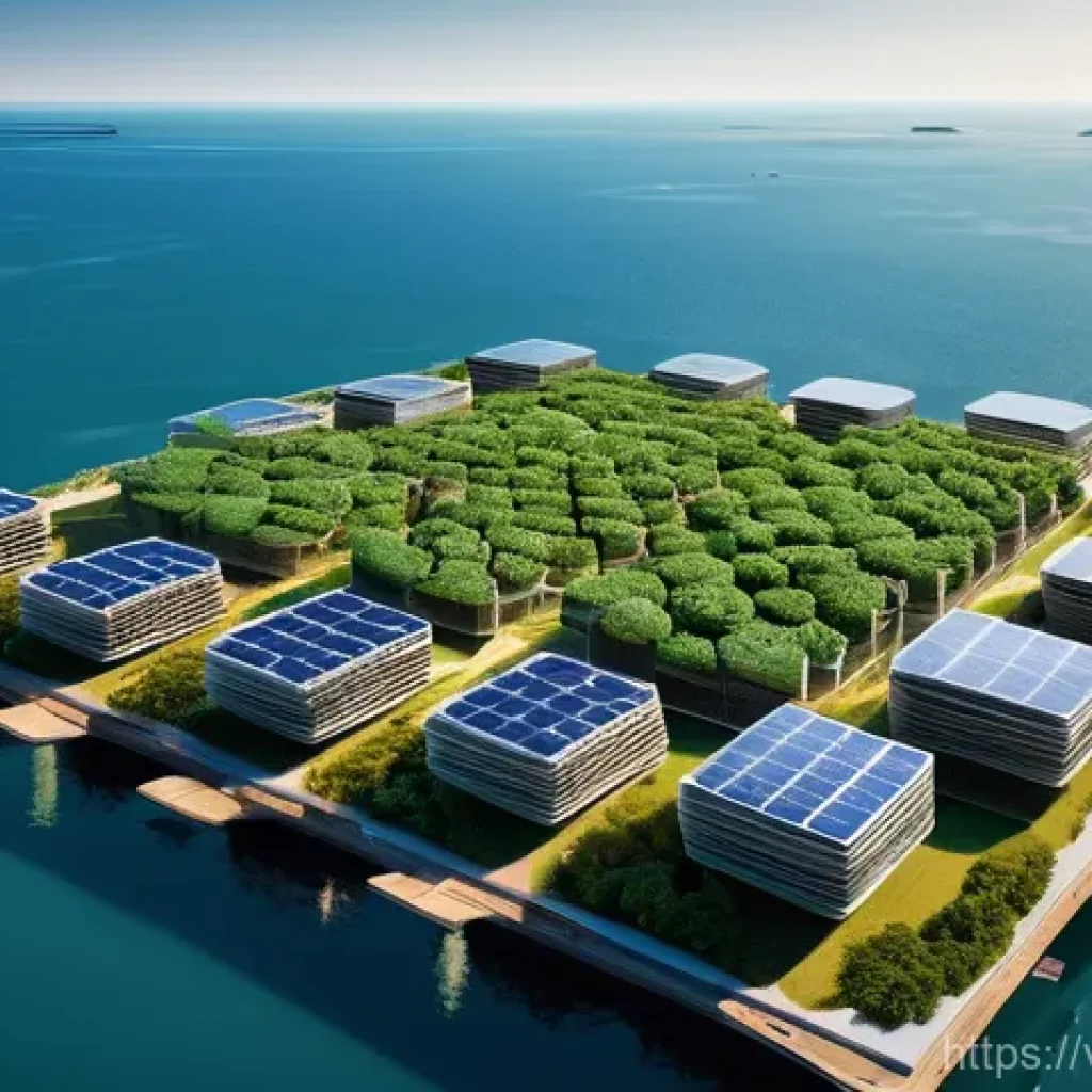 플로팅 도시의 디자인 요소 분석 - **Prompt 1: A Serene, Self-Sufficient Floating Community at Dawn**
An aerial wide shot captures ...