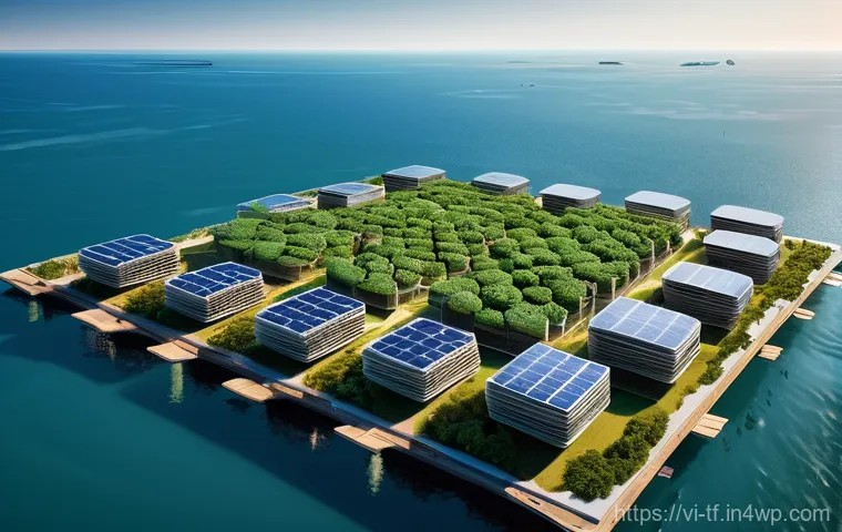 플로팅 도시의 디자인 요소 분석 - **Prompt 1: A Serene, Self-Sufficient Floating Community at Dawn**
    An aerial wide shot captures ...