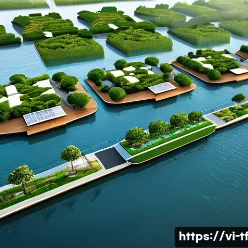 Home 30 플로팅 도시의 건축 디자인 사례 - A modern floating city in Vietnam featuring modular floating architecture with interconnected flexib...