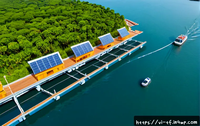 Home 17 플로팅 도시 개발을 위한 정책 권장 사항 - Photorealistic wide aerial view of a sustainable floating city pilot project in a calm Vietnamese co...
