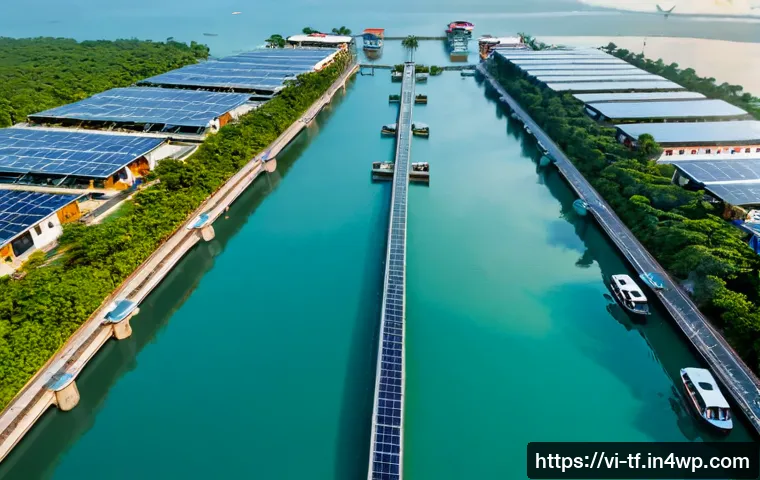 Home 17 플로팅 도시의 기후 적응 전략 - Photorealistic aerial view of a climate-adaptive floating city in a tropical Vietnamese bay, modular...